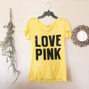 Pink Victoria secret neon yellow shirt